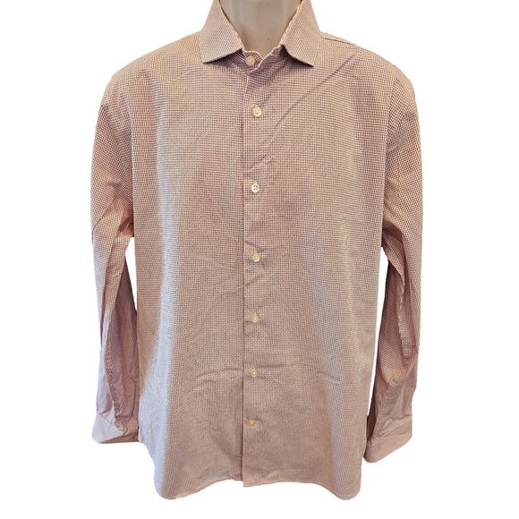Express red dash fitted L 16 - 16.5 long sleeve dress shirt button up EUC large - Picture 1 of 7